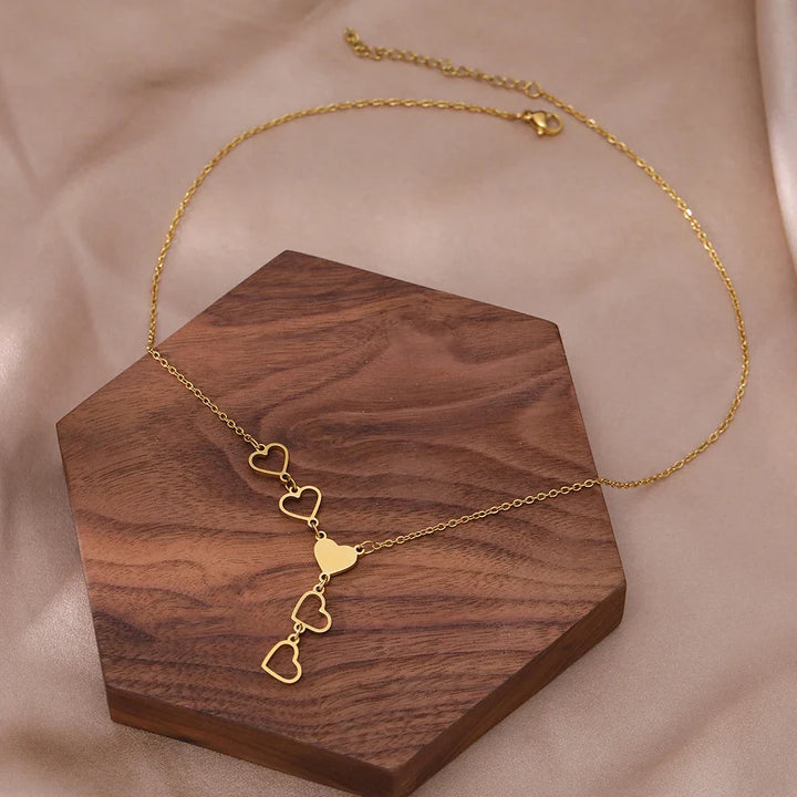 Linked Heart Gold Necklace | Elegant and Timeless Jewellery-GOLD-Nora Luxe