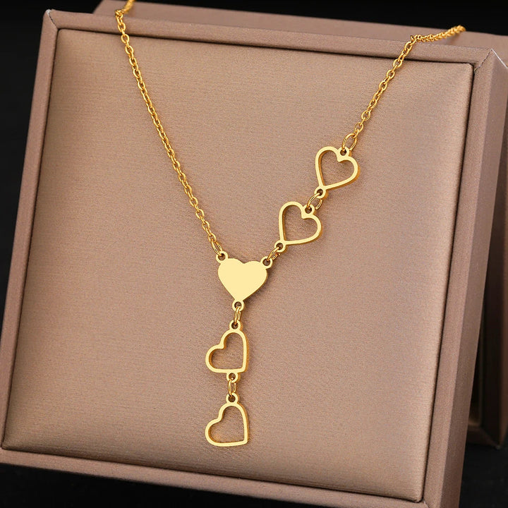 Linked Heart Gold Necklace | Elegant and Timeless Jewellery-GOLD-Nora Luxe