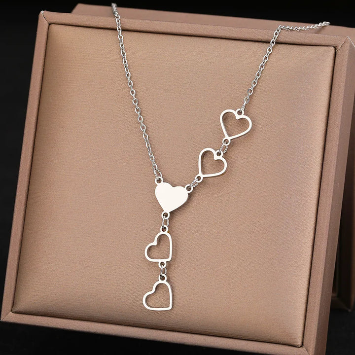 Linked Heart Gold Necklace | Elegant and Timeless Jewellery-SILVER-Nora Luxe