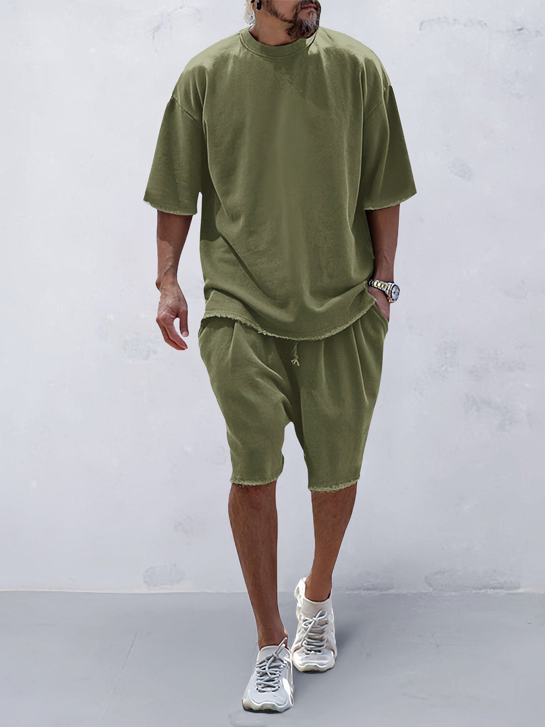 Locking leisure sports set for men – Farid-Army green-M-Nora Luxe