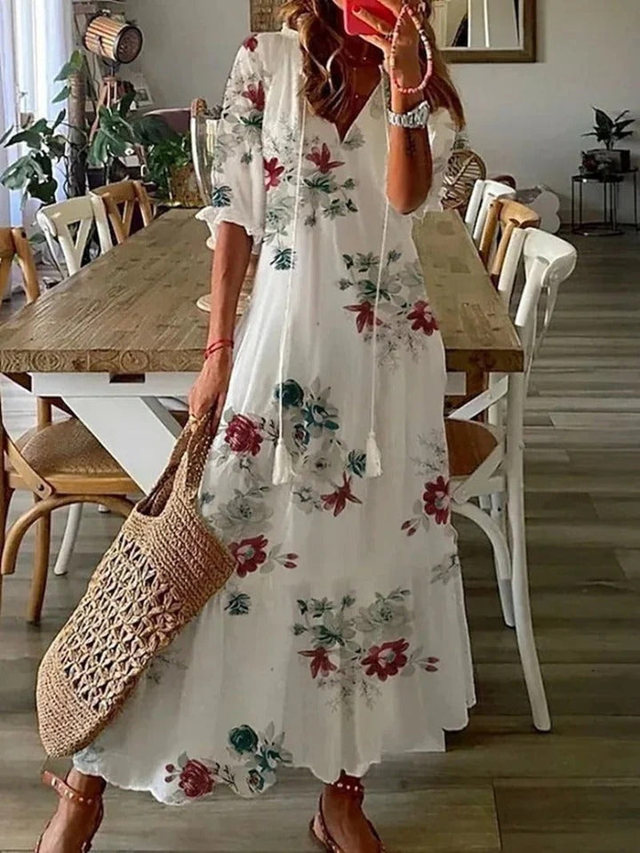 Long Boho Dress - Luna-Beige-S-Nora Luxe