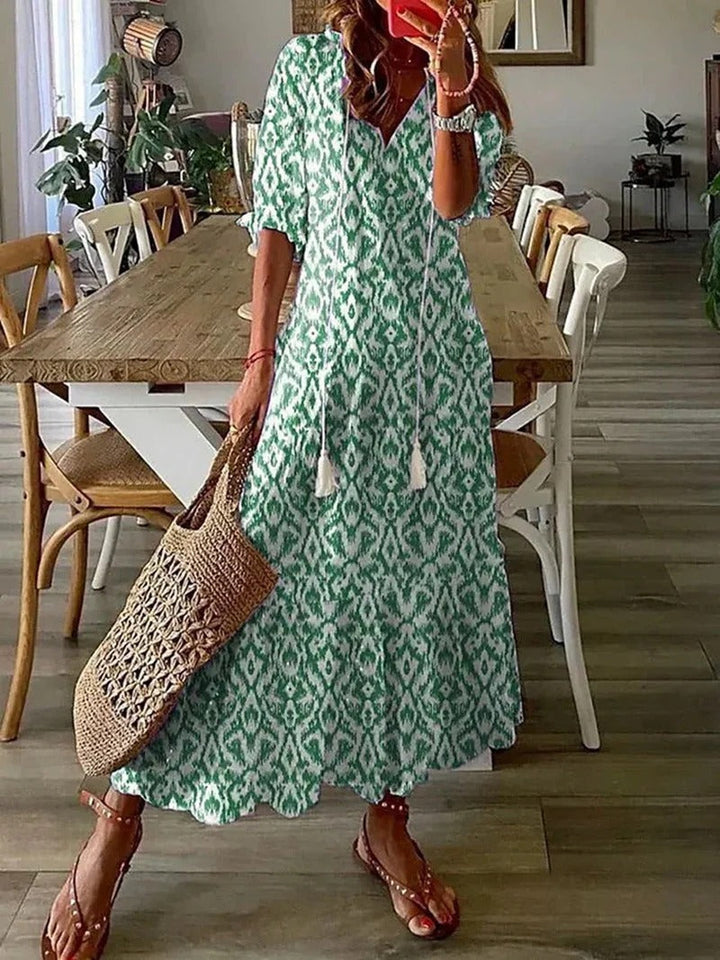 Long Boho Dress - Luna-Green-S-Nora Luxe