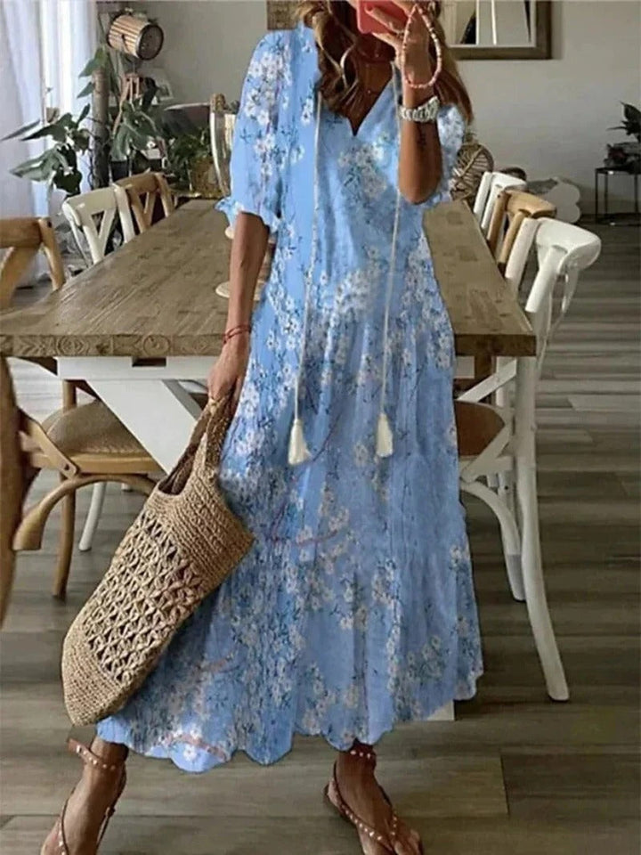 Long Boho Dress - Luna-Heavenly blue-S-Nora Luxe