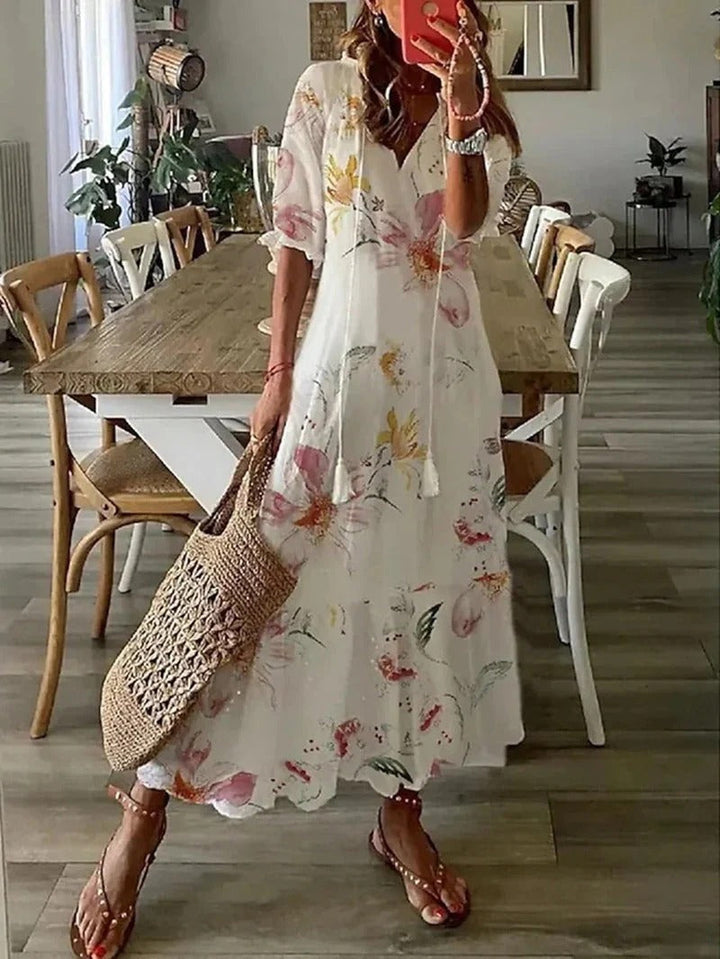 Long Boho Dress - Luna-White-S-Nora Luxe