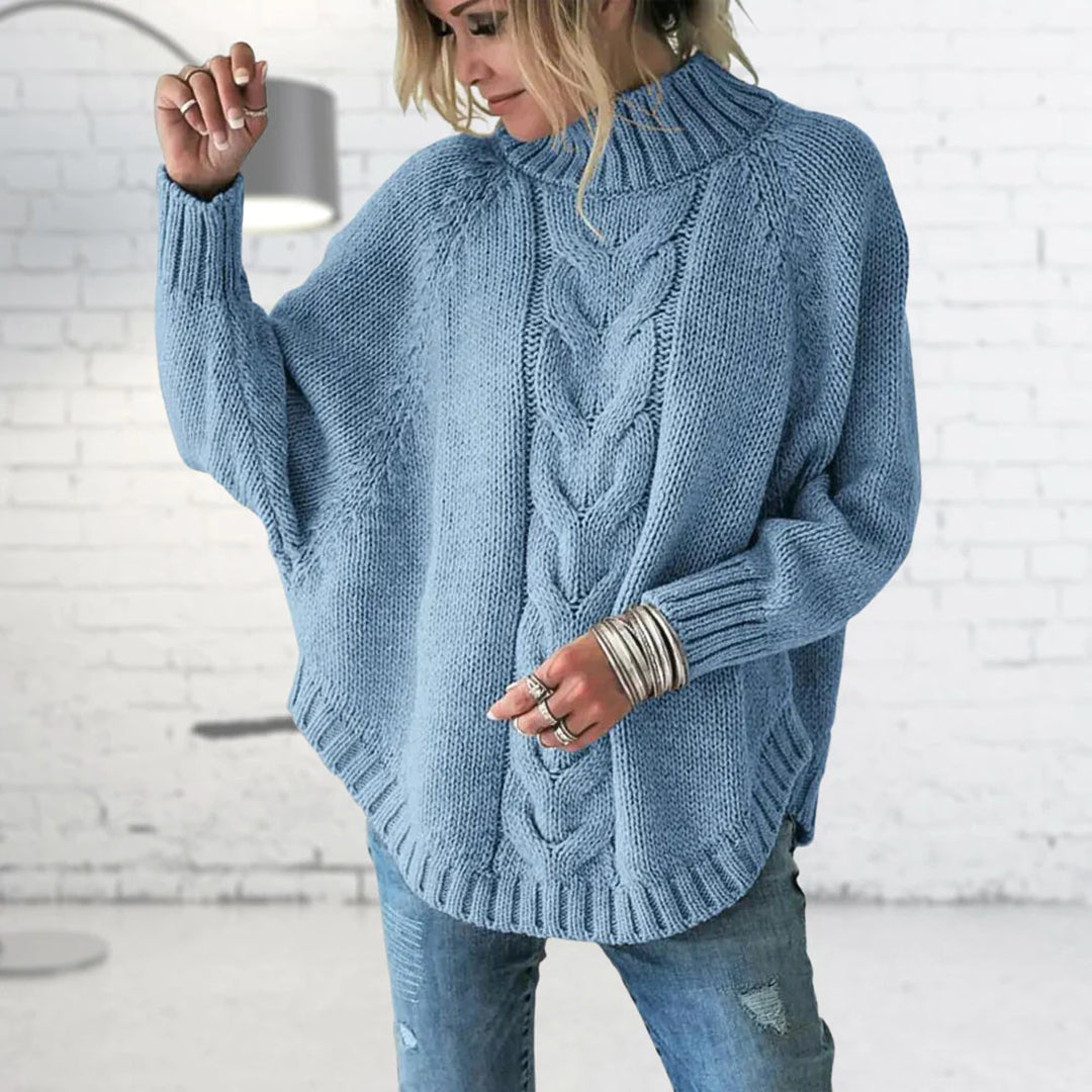 Long Coarse Knitted Women's Sweater - Elise-Heavenly Blue-S-Nora Luxe