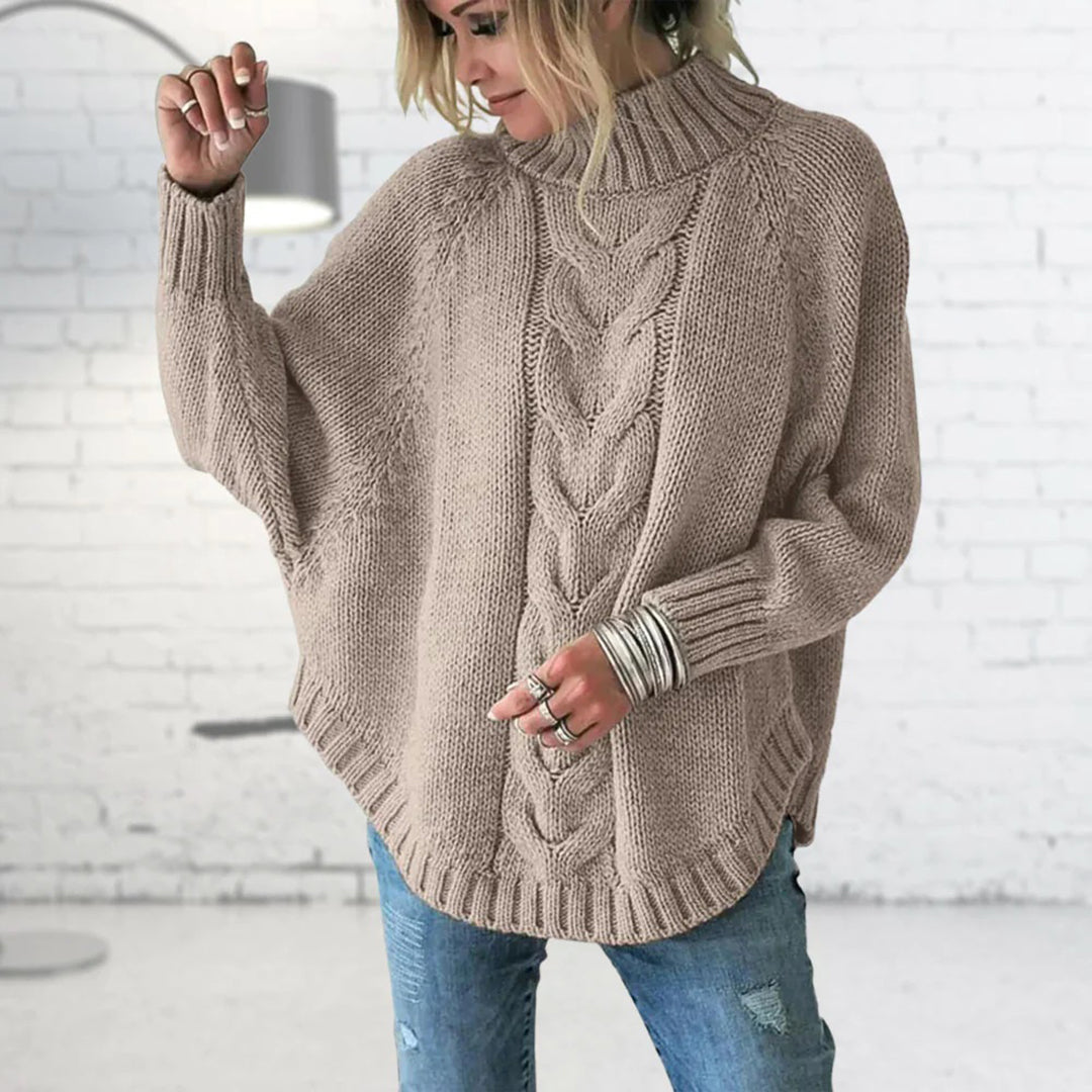 Long Coarse Knitted Women's Sweater - Elise-Khaki-S-Nora Luxe