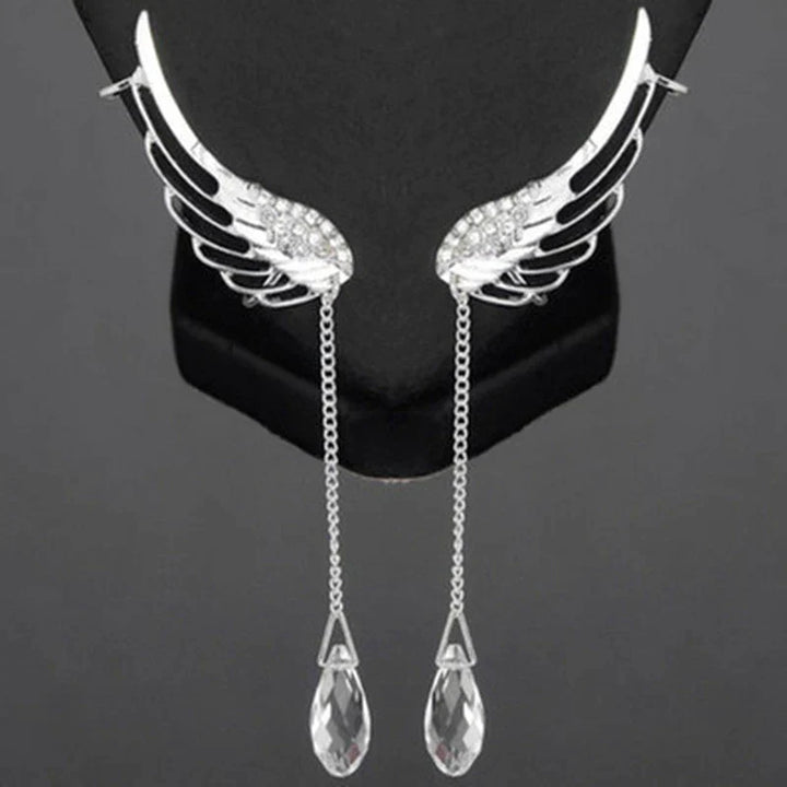 Long Cuff Earrings With Angel Wings-Nora Luxe