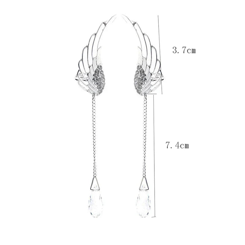 Long Cuff Earrings With Angel Wings-Nora Luxe