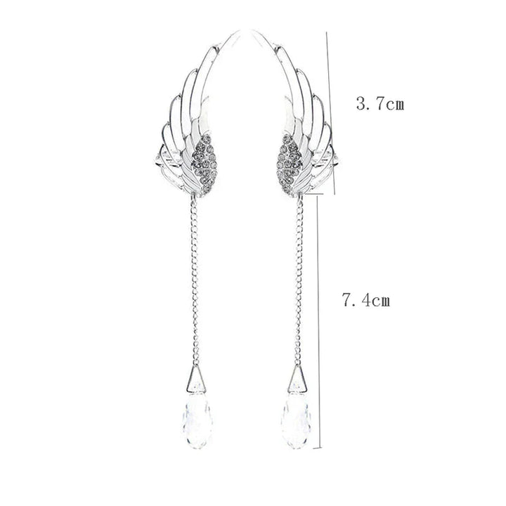 Long Cuff Earrings With Angel Wings-Nora Luxe