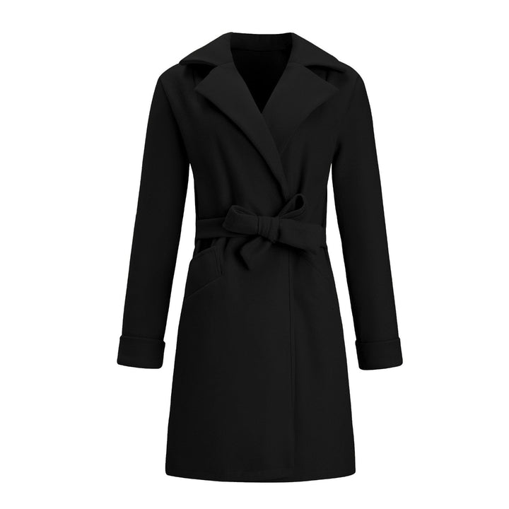 Long Double-Breasted Wool-Look Coat for Women - Elise-Black-S-Nora Luxe
