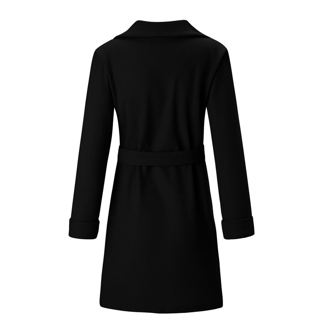 Long Double-Breasted Wool-Look Coat for Women - Elise-Black-S-Nora Luxe