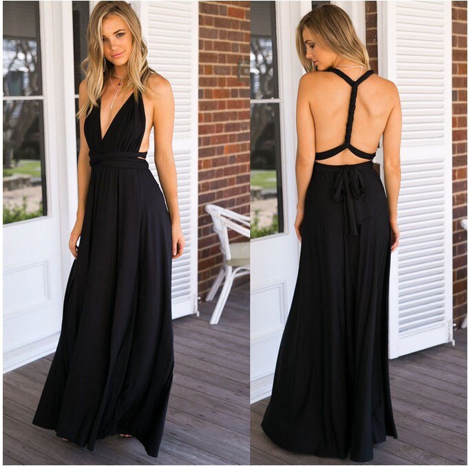 Long Dress with Multiple Styles for Different Looks - Eva-Black-S-Nora Luxe