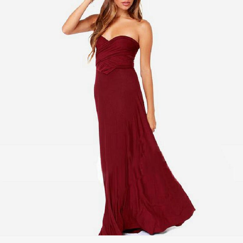 Long Dress with Multiple Styles for Different Looks - Eva-Bordeaux red-S-Nora Luxe