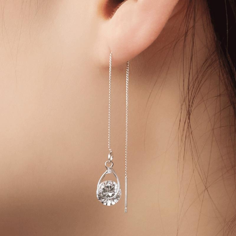 Long Drop Rhinestone Earrings - Isalyn-Gold (equal length)-Nora Luxe
