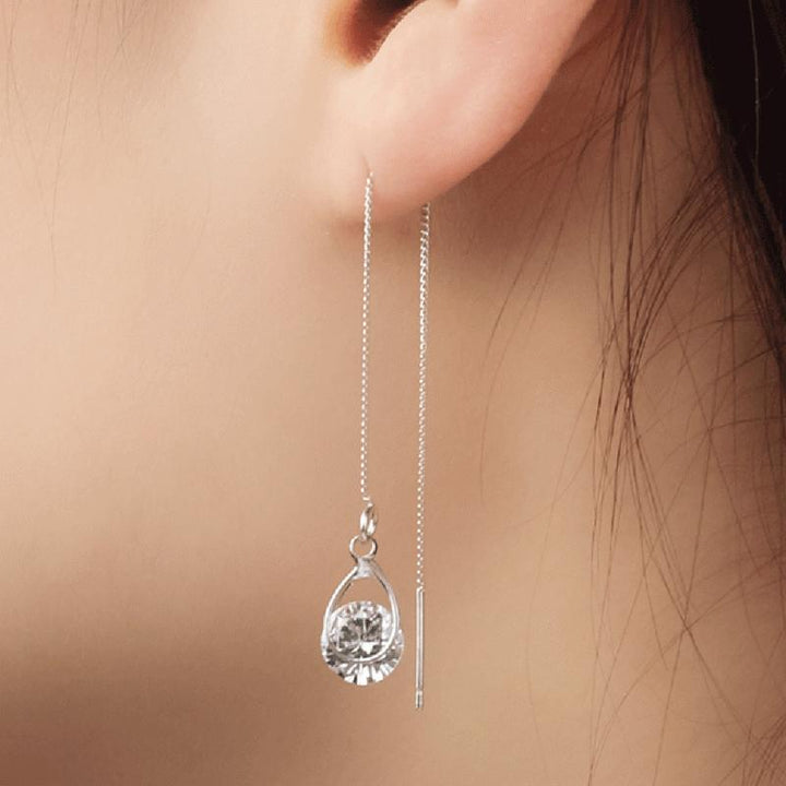 Long Drop Rhinestone Earrings - Isalyn-Gold (equal length)-Nora Luxe