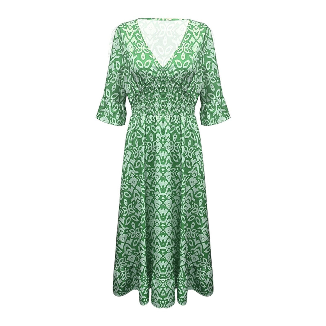 Long Floral Dress with V-neck – Liora-S-Red-Nora Luxe