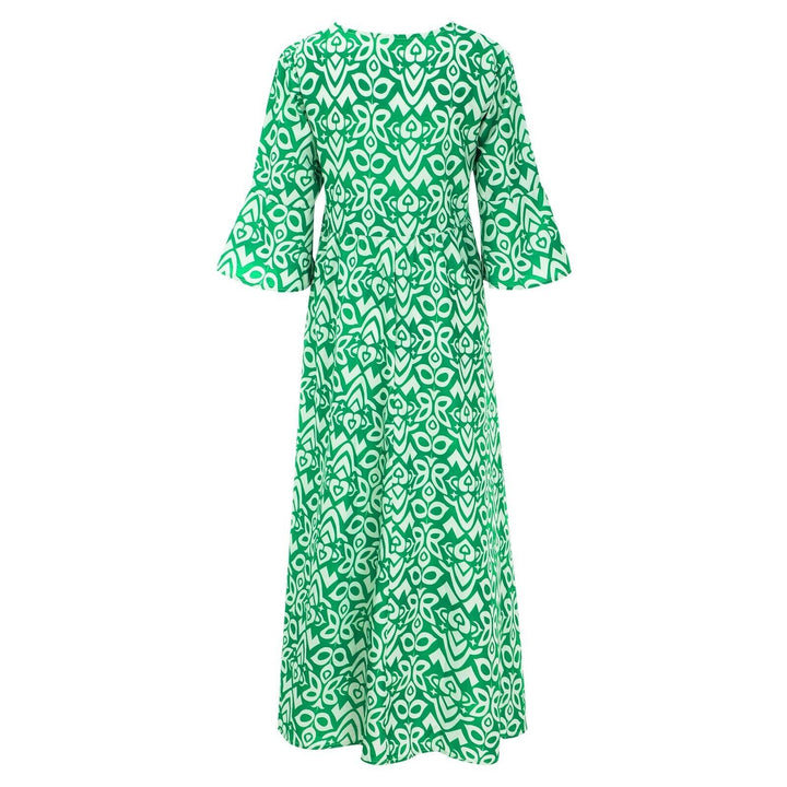 Long Floral Dress with V-neck – Liora-S-Red-Nora Luxe