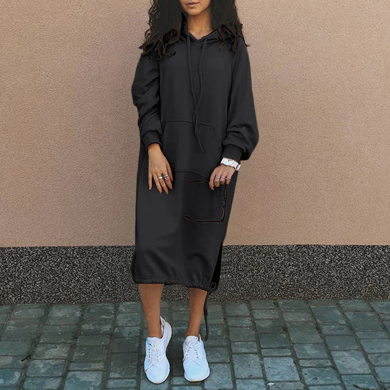Long Hoodie with European and American Influences - Felina-Black-S-Nora Luxe
