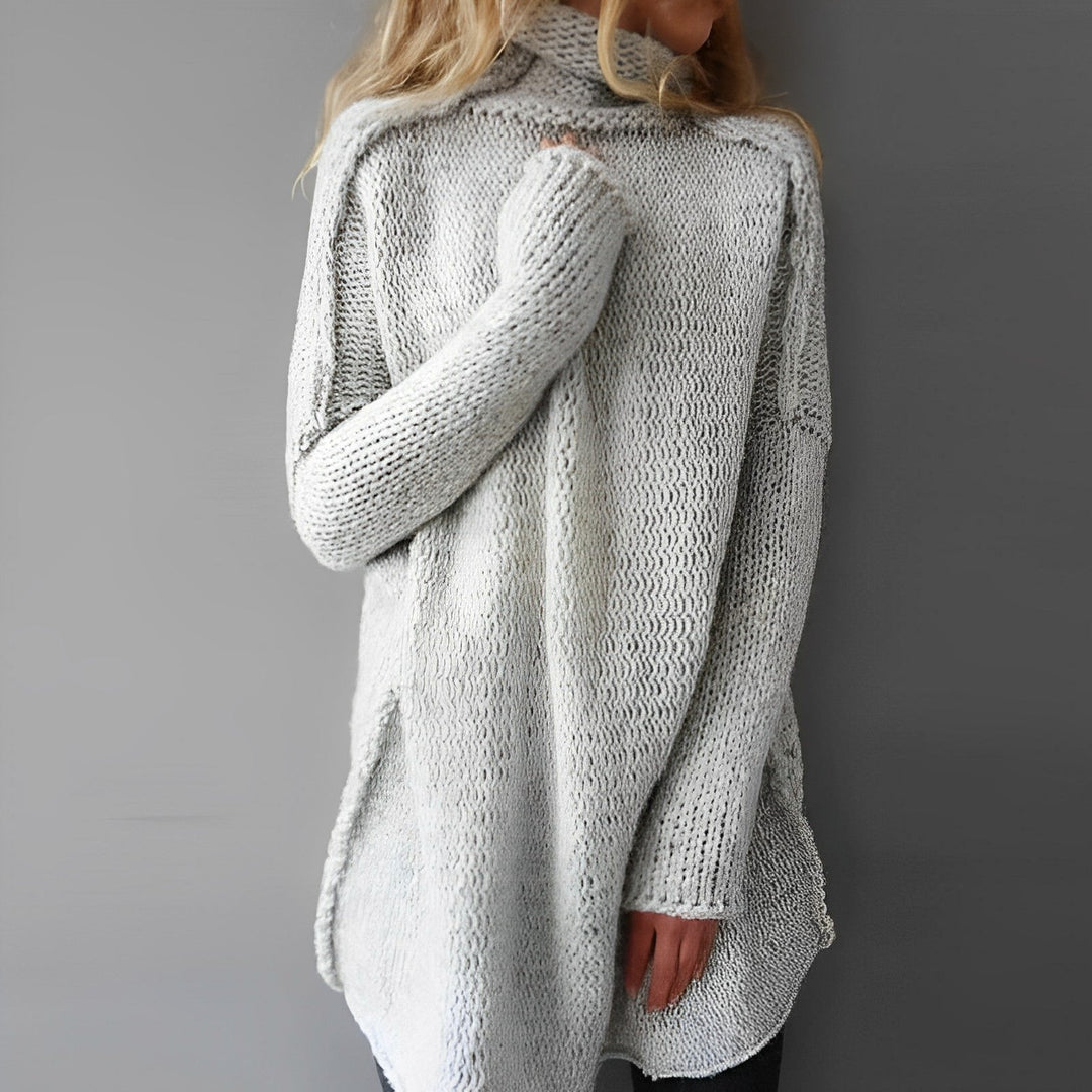 Long Knitted Sweater - Livia-Gray-S-Nora Luxe