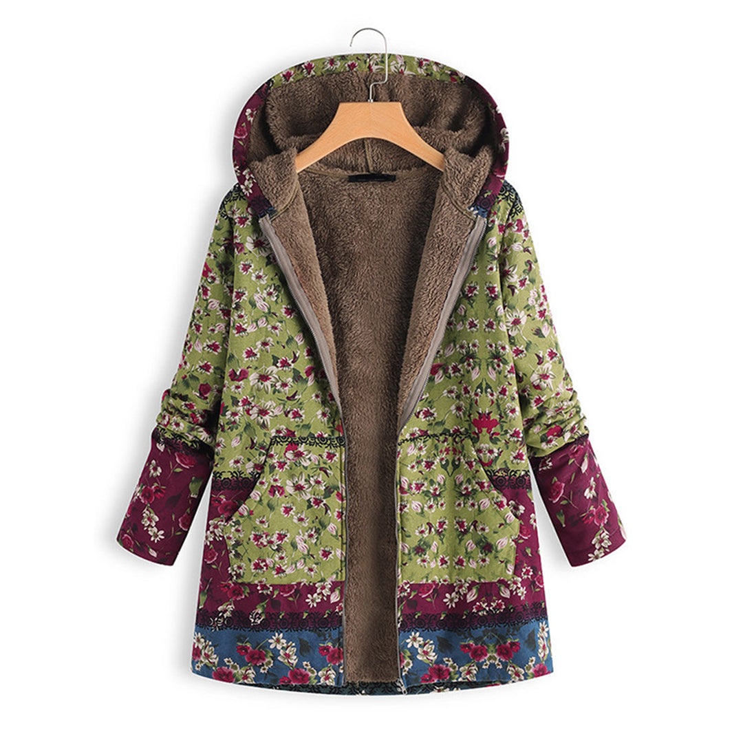 Long Ladies Teddy Coat with Hood - Seraphina-Green-S-Nora Luxe