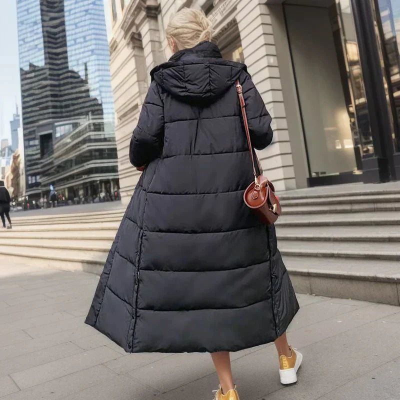 Long Ladies Winter Coat - Isabella-Black-S-Nora Luxe