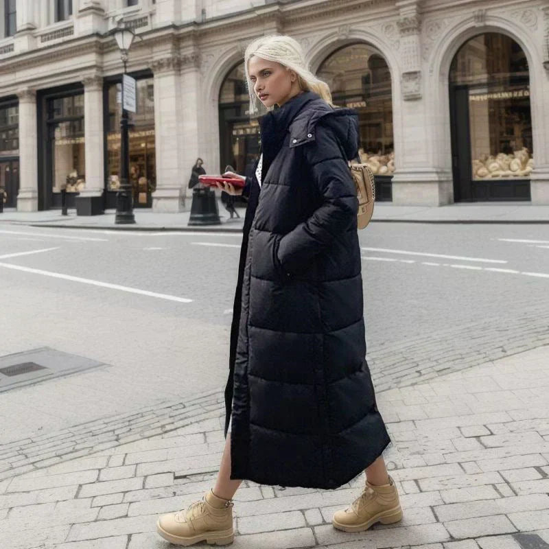 Long Ladies Winter Coat - Isabella-Black-S-Nora Luxe
