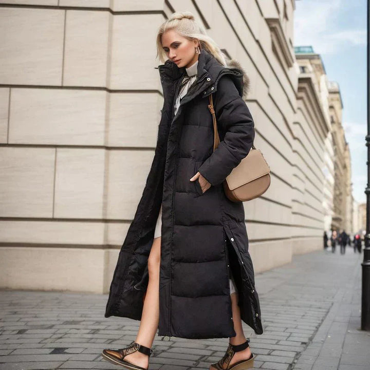 Long Ladies Winter Coat - Isabella-Black-S-Nora Luxe