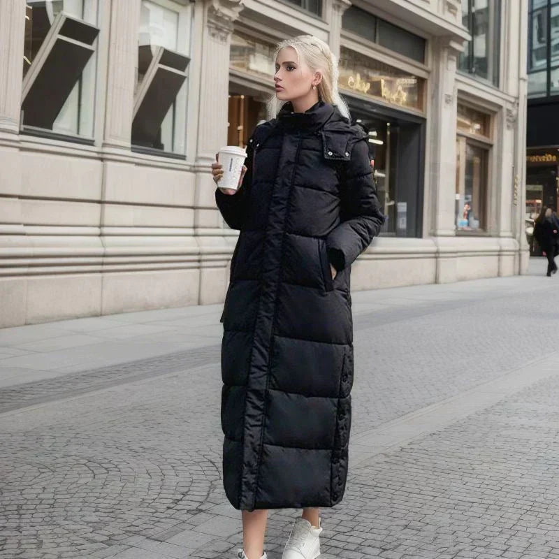 Long Ladies Winter Coat - Isabella-Black-S-Nora Luxe