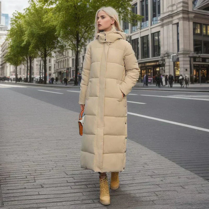 Long Ladies Winter Coat - Isabella-Khaki-S-Nora Luxe