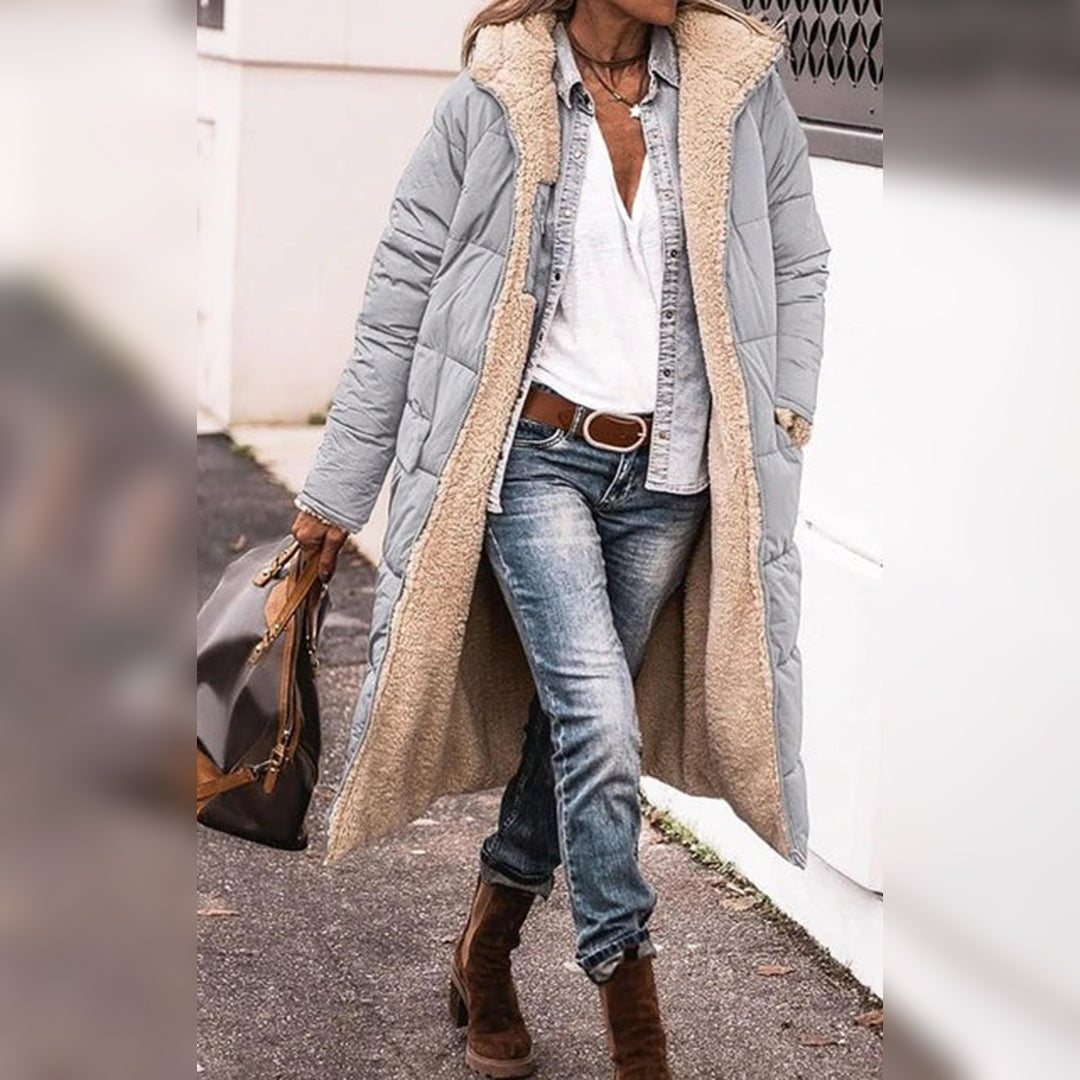 Long Ladies Winter Coat - Nova-Gray-S-Nora Luxe