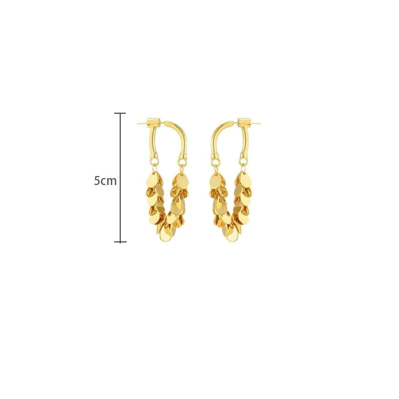 Long Sequin Tassel Earrings-GOLD-Nora Luxe