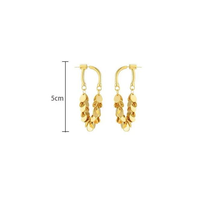 Long Sequin Tassel Earrings-GOLD-Nora Luxe