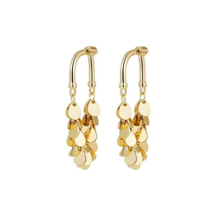 Long Sequin Tassel Earrings-GOLD-Nora Luxe