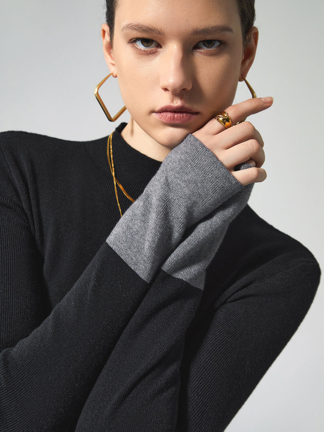 Long Sleeve Contrast Top for Women - Lana-Black-XS-Nora Luxe