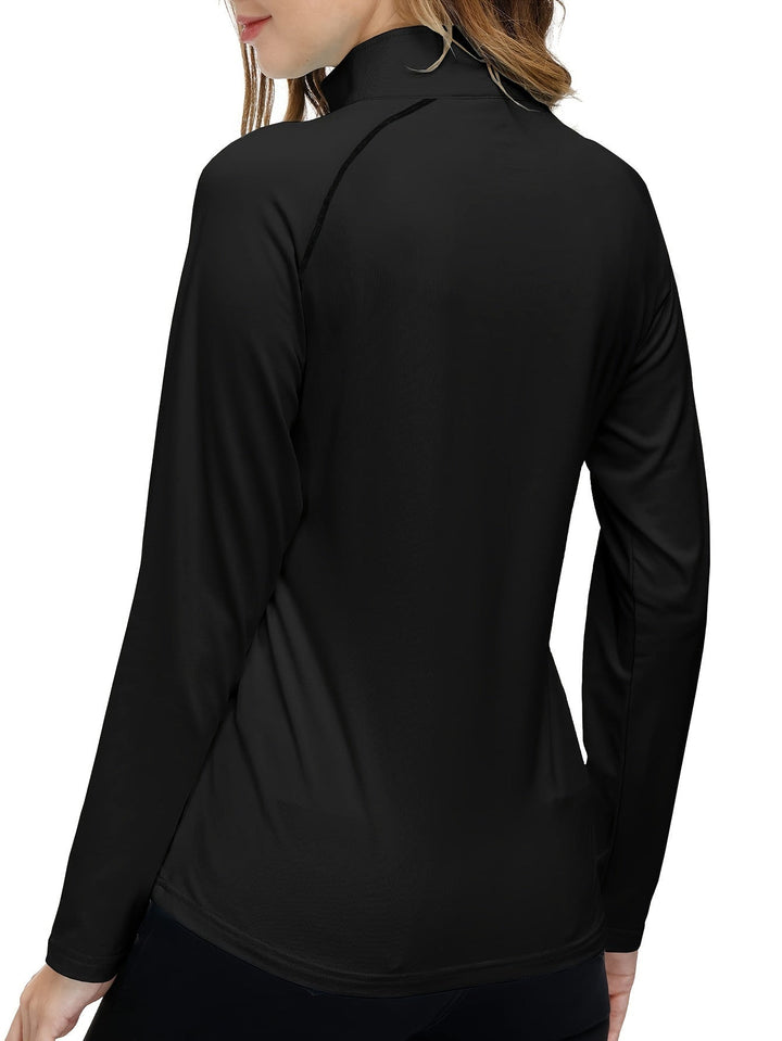 Long Sleeve Sports Shirt for Women - Nadira-Black-S-Nora Luxe