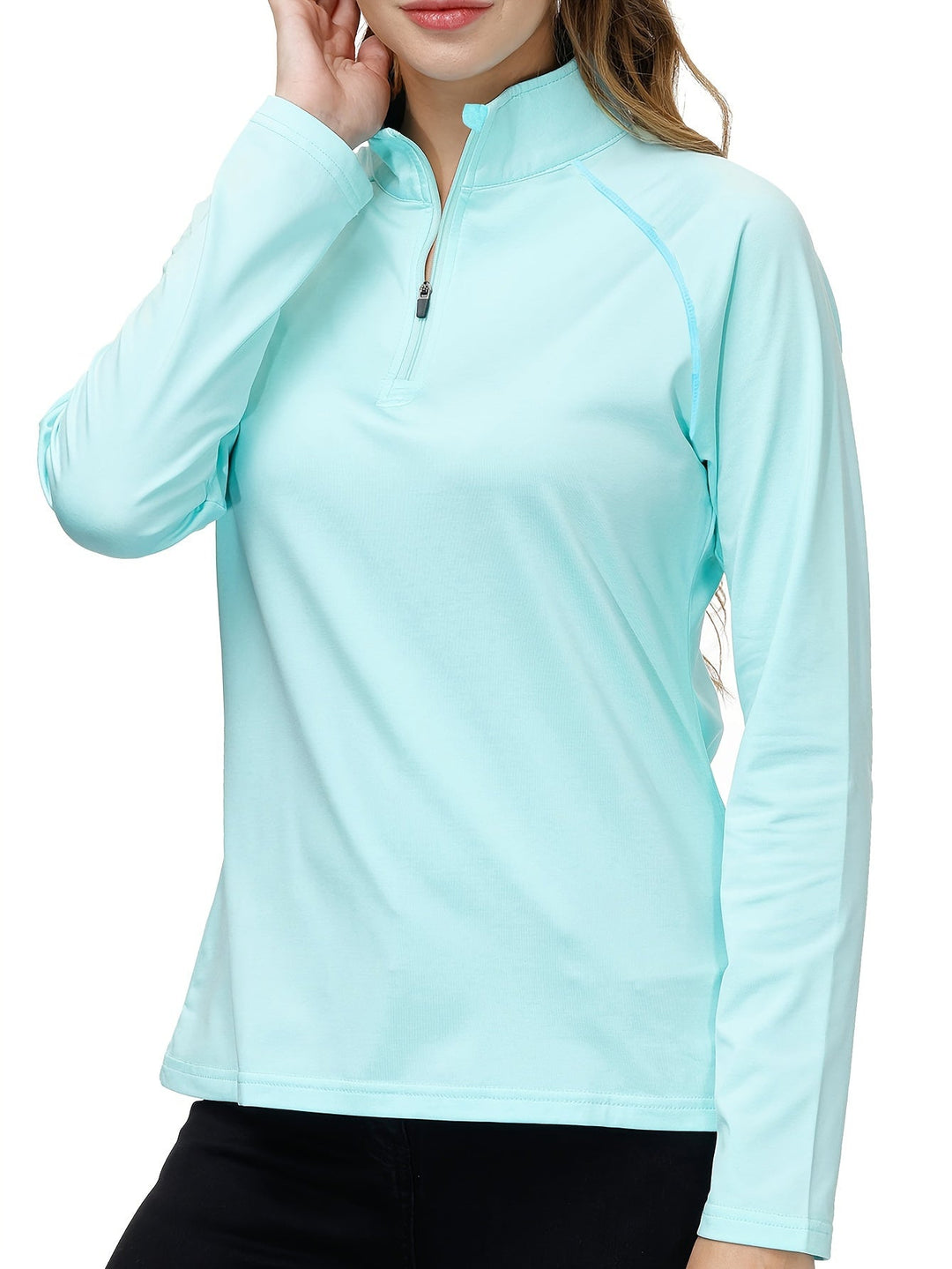 Long Sleeve Sports Shirt for Women - Nadira-Blue-S-Nora Luxe