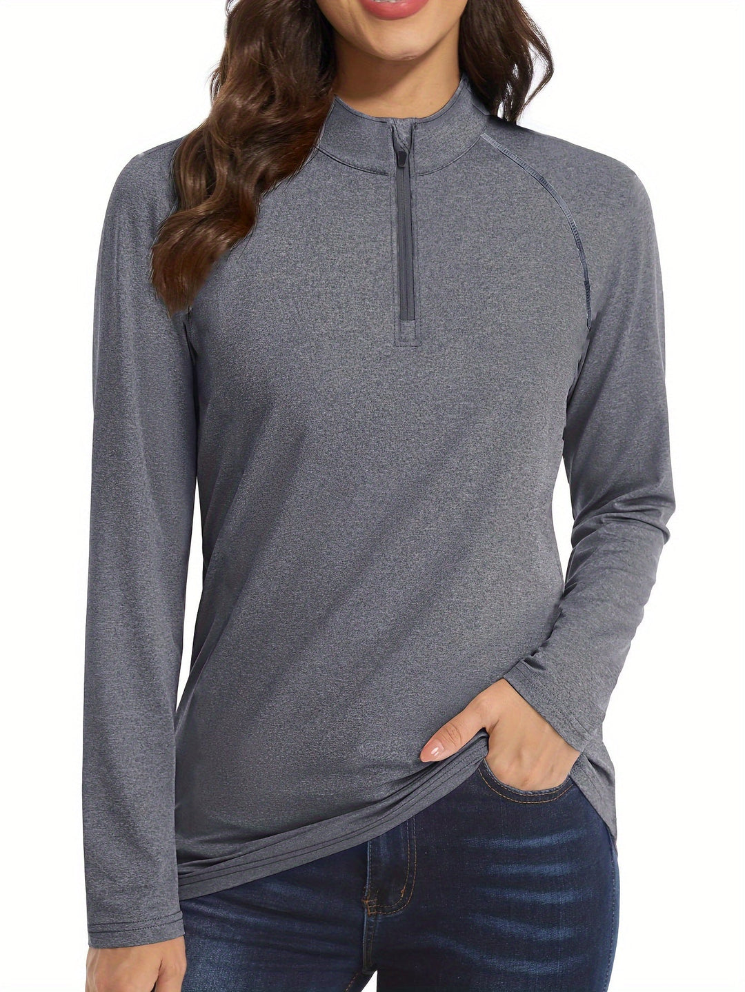 Long Sleeve Sports Shirt for Women - Nadira-Dark gray-S-Nora Luxe