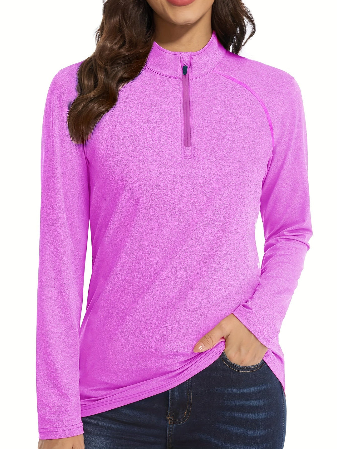 Long Sleeve Sports Shirt for Women - Nadira-Pink-S-Nora Luxe