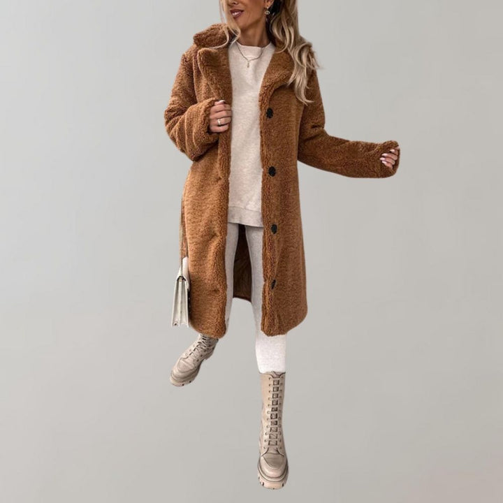 Long Teddy Coat for Women - Elodie-Brown-S-Nora Luxe