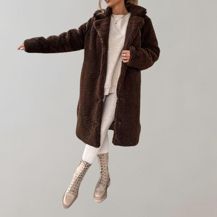 Long Teddy Coat for Women - Elodie-Coffee-S-Nora Luxe