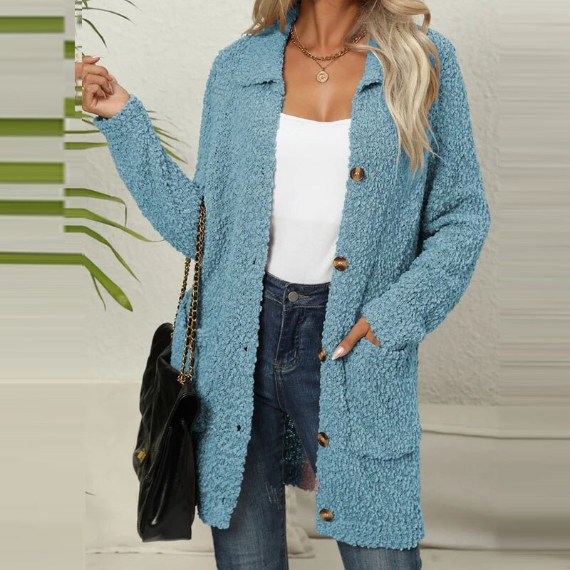 Long Teddy Vest with Pockets - Ella-Light Blue-S-Nora Luxe