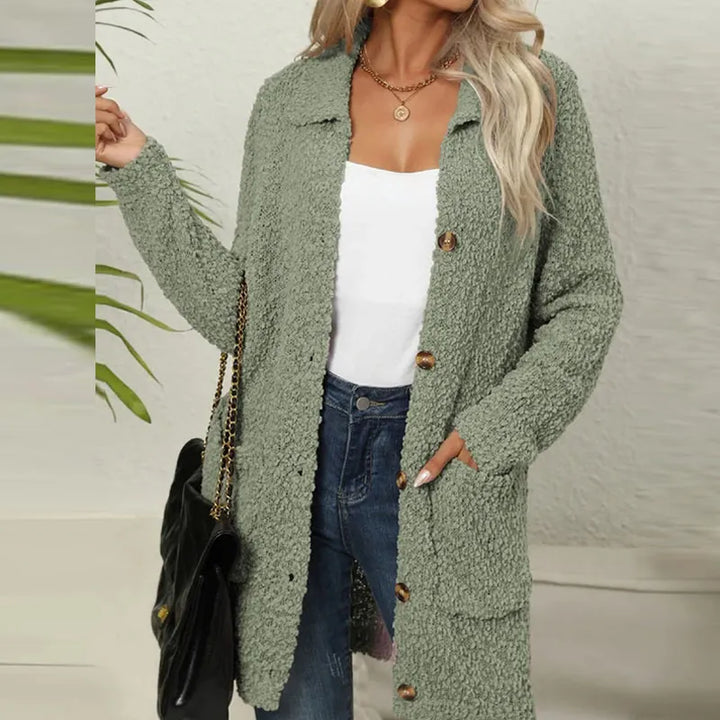 Long Teddy Vest with Pockets - Ella-Olive Green-S-Nora Luxe