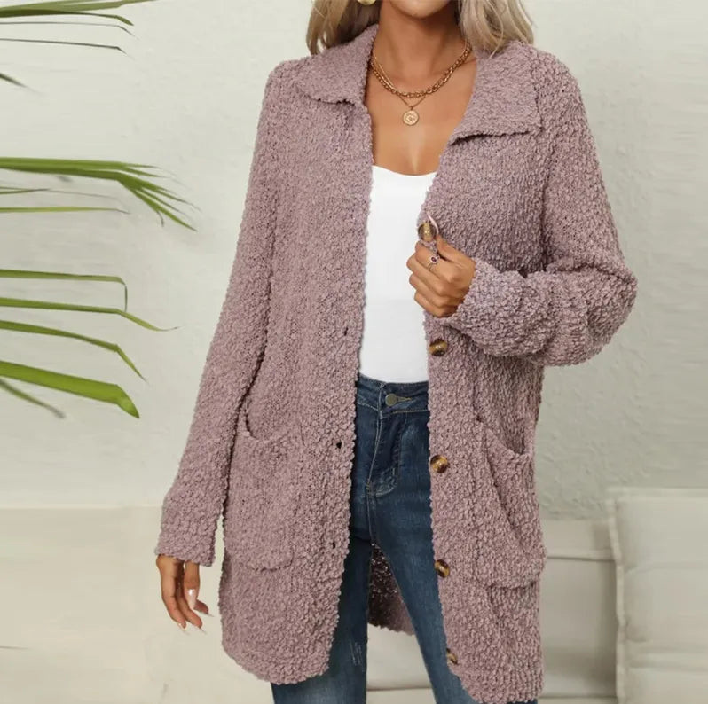 Long Teddy Vest with Pockets - Ella-Purple-S-Nora Luxe