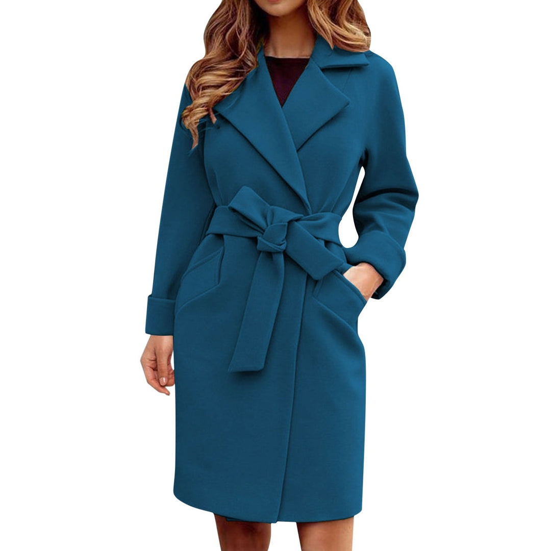 Long Trench Coat Winter Jacket with Button Closure in Bright Colors - Elena-Blue-S-Nora Luxe