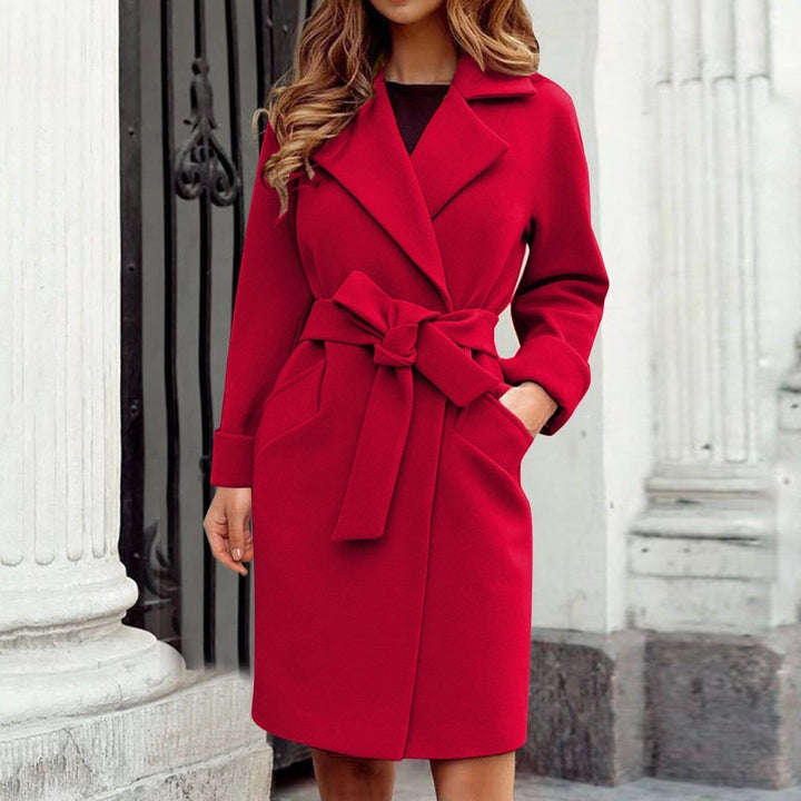 Long Trench Coat Winter Jacket with Button Closure in Bright Colors - Elena-Blue-S-Nora Luxe