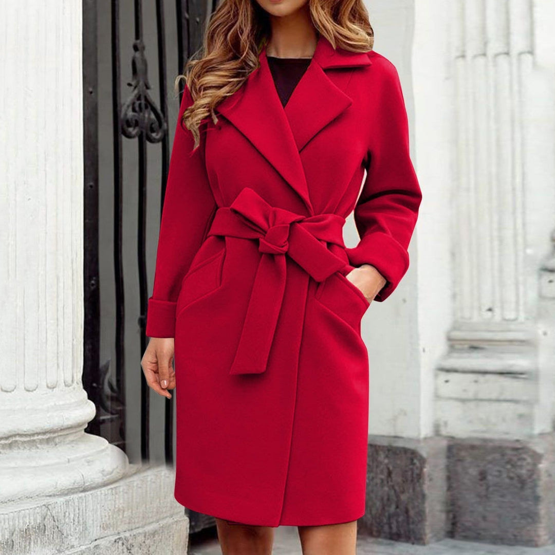 Long Trench Coat Winter Jacket with Button Closure in Bright Colors - Elena-Red-S-Nora Luxe