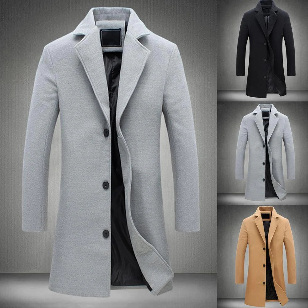 Long Winter Coat for Men - Noah-Beige-M-Nora Luxe