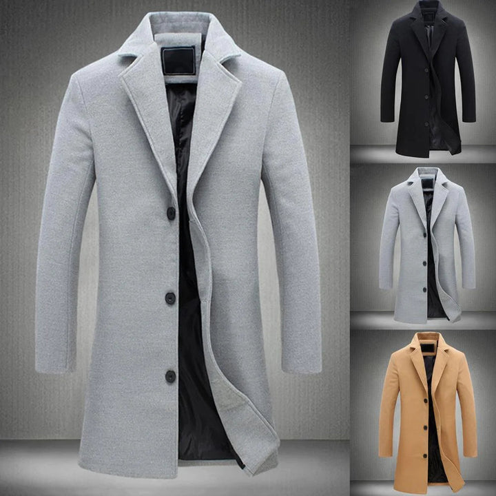 Long Winter Coat for Men - Noah-Beige-M-Nora Luxe