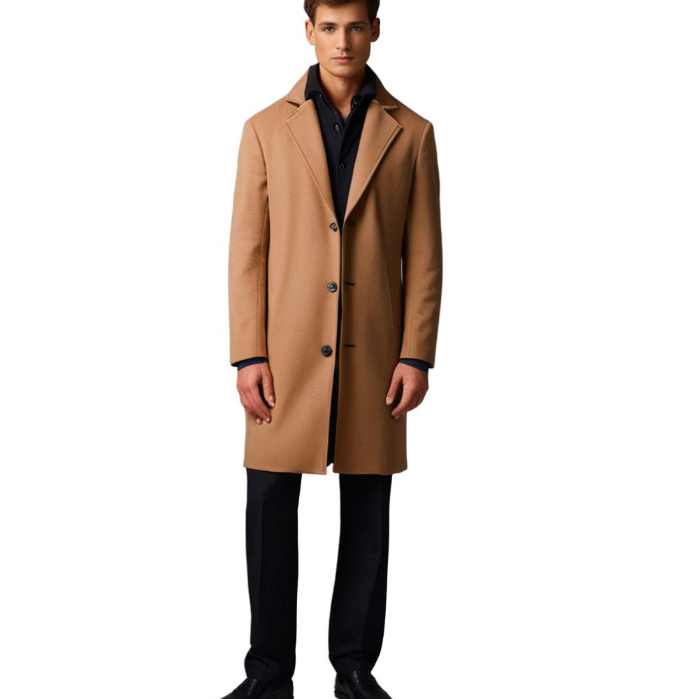 Long Winter Coat for Men - Noah-Beige-M-Nora Luxe