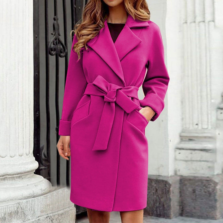 Long Women's Trench Coat Winter Jacket - Sienna-Fuchsia-S-Nora Luxe
